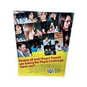 Vintage 1978 Pepsi Cola Print Ad Pepsi Challenge Taste Test Retro Soda